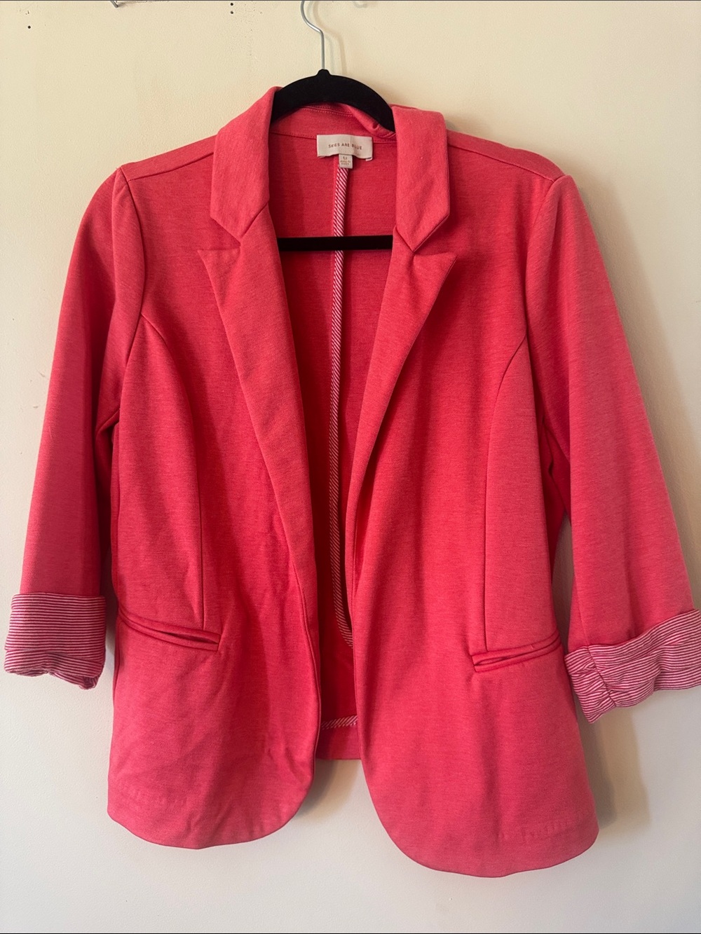 Skies Are Blue Coral Pink Open-Front Blazer